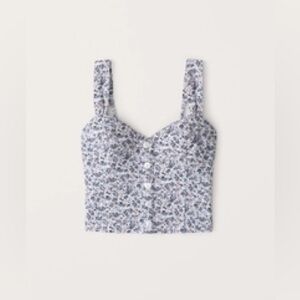 Abercrombie & Fitch Pleated Wide Strap Button-Through Cami - blue floral- sz XS